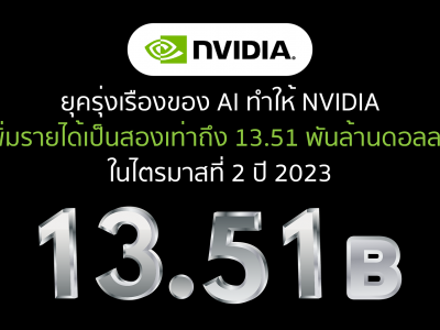 ยุครุ่งเรืองของ AI ทำให้ NVIDIA เพิ่มรายได้เป็นสองเท่าถึง 13.51 พันล้านดอลลาร์ในไตรมาสที่ 2 ปี 2023