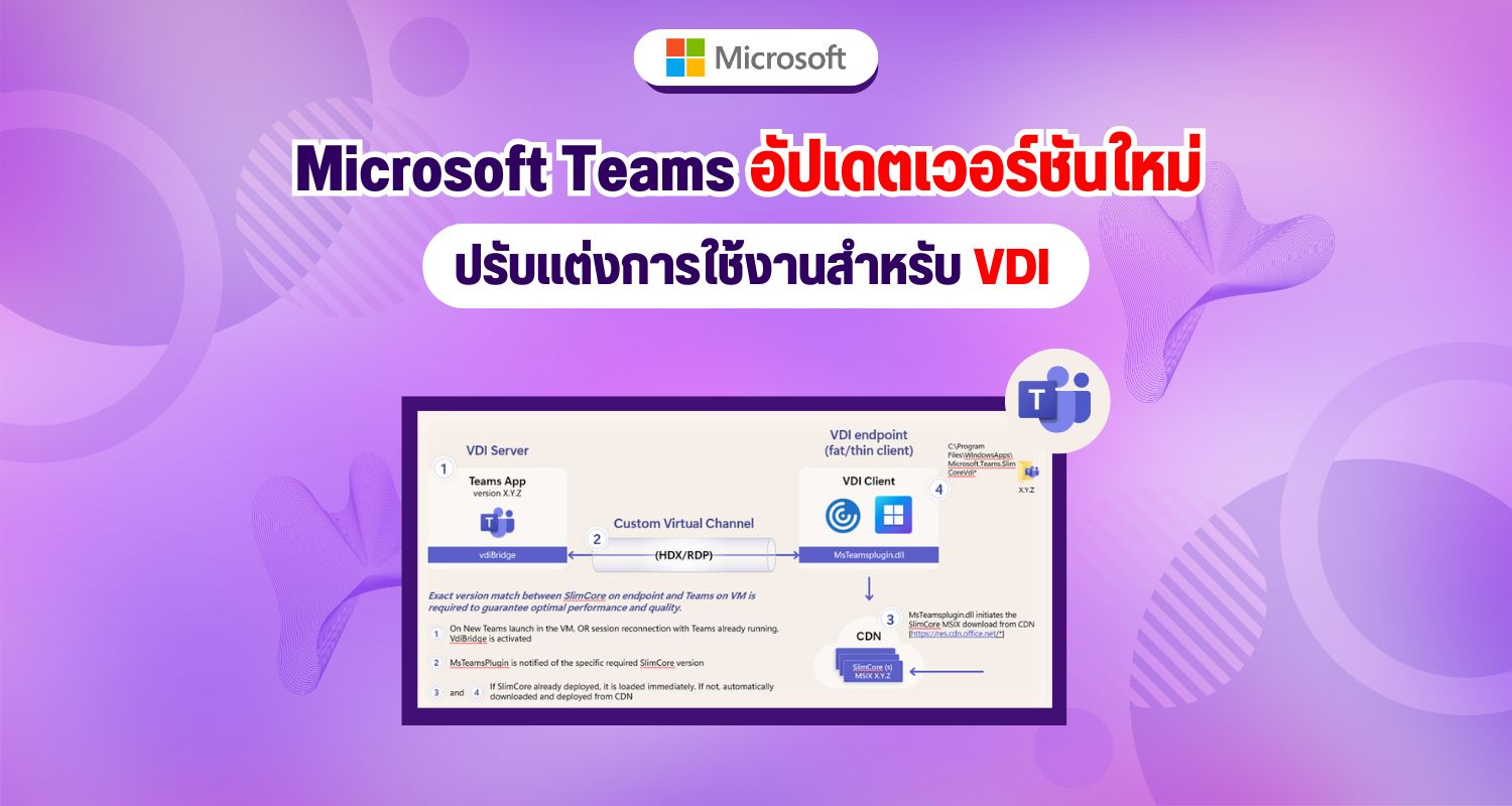 Microsoft Teams อัปเดตเวอร์ชันใหม่ ปรับแต่งการใช้งานสำหรับ VDI