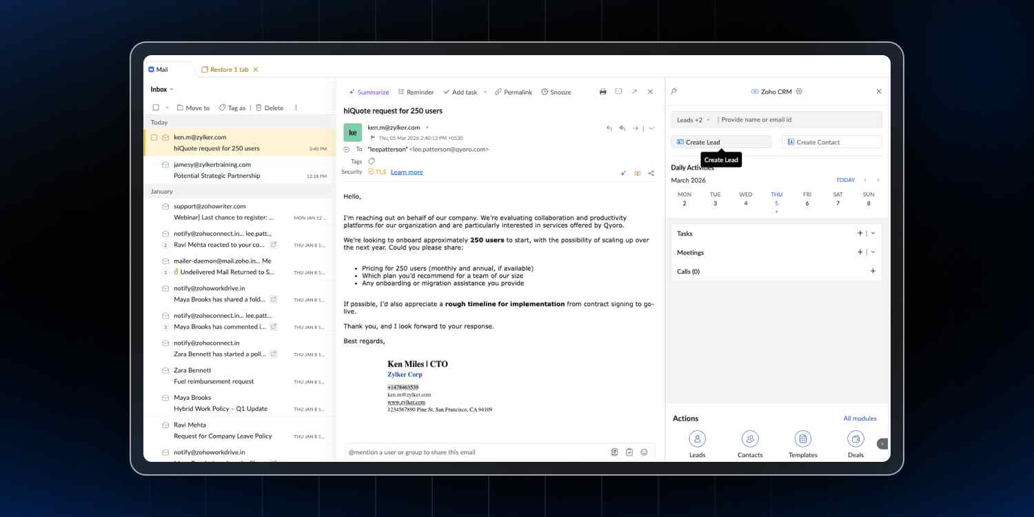 Zoho เปิดแนวคิดใหม่ “CRM Integration” ทำงานง่ายขึ้น ไม่ต้องสลับแอป