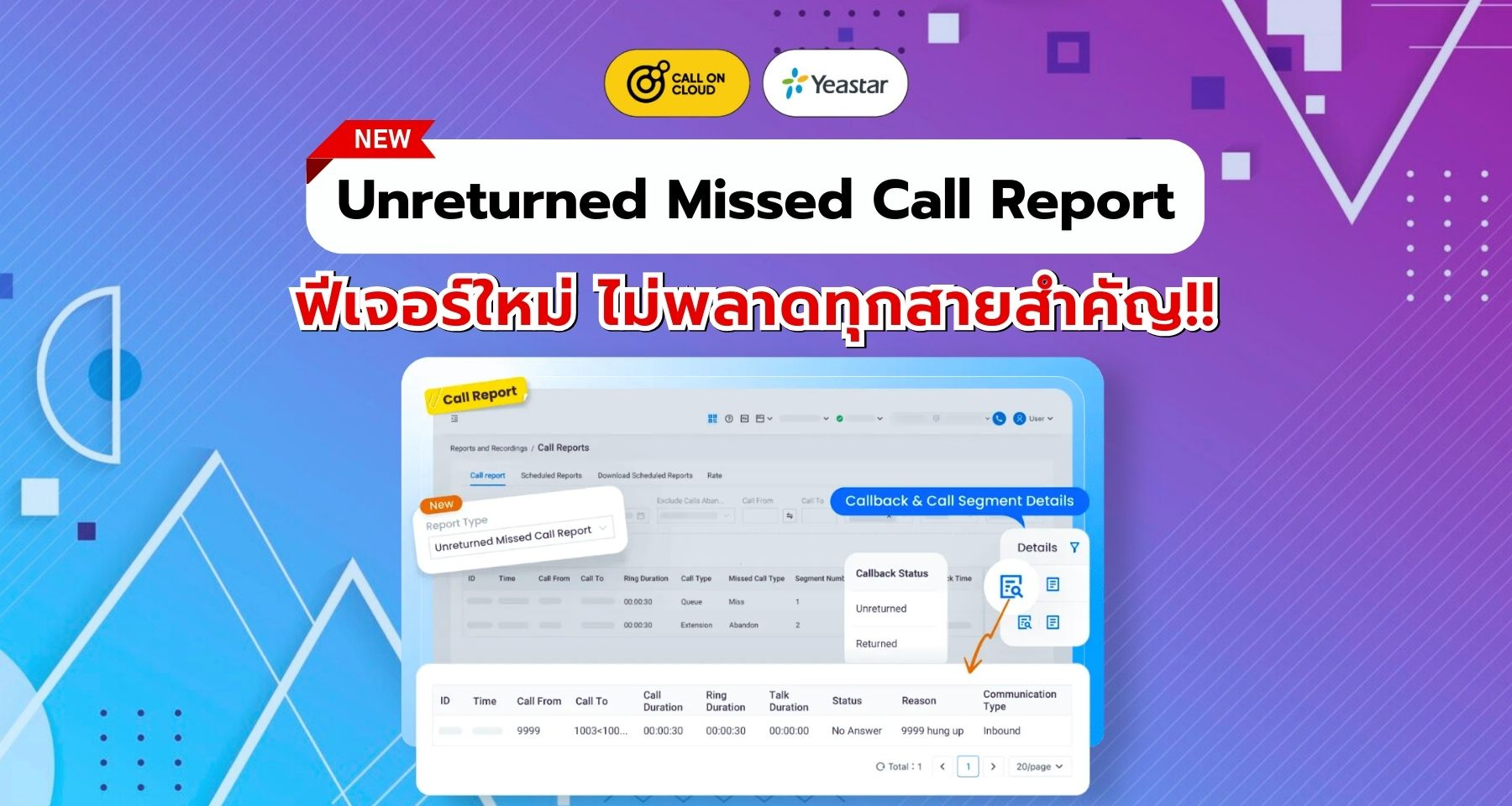 ไม่พลาดทุกสายสำคัญ ด้วยฟีเจอร์ Unreturned Missed Call Report ใหม่ล่าสุดจาก Yeastar P-Series