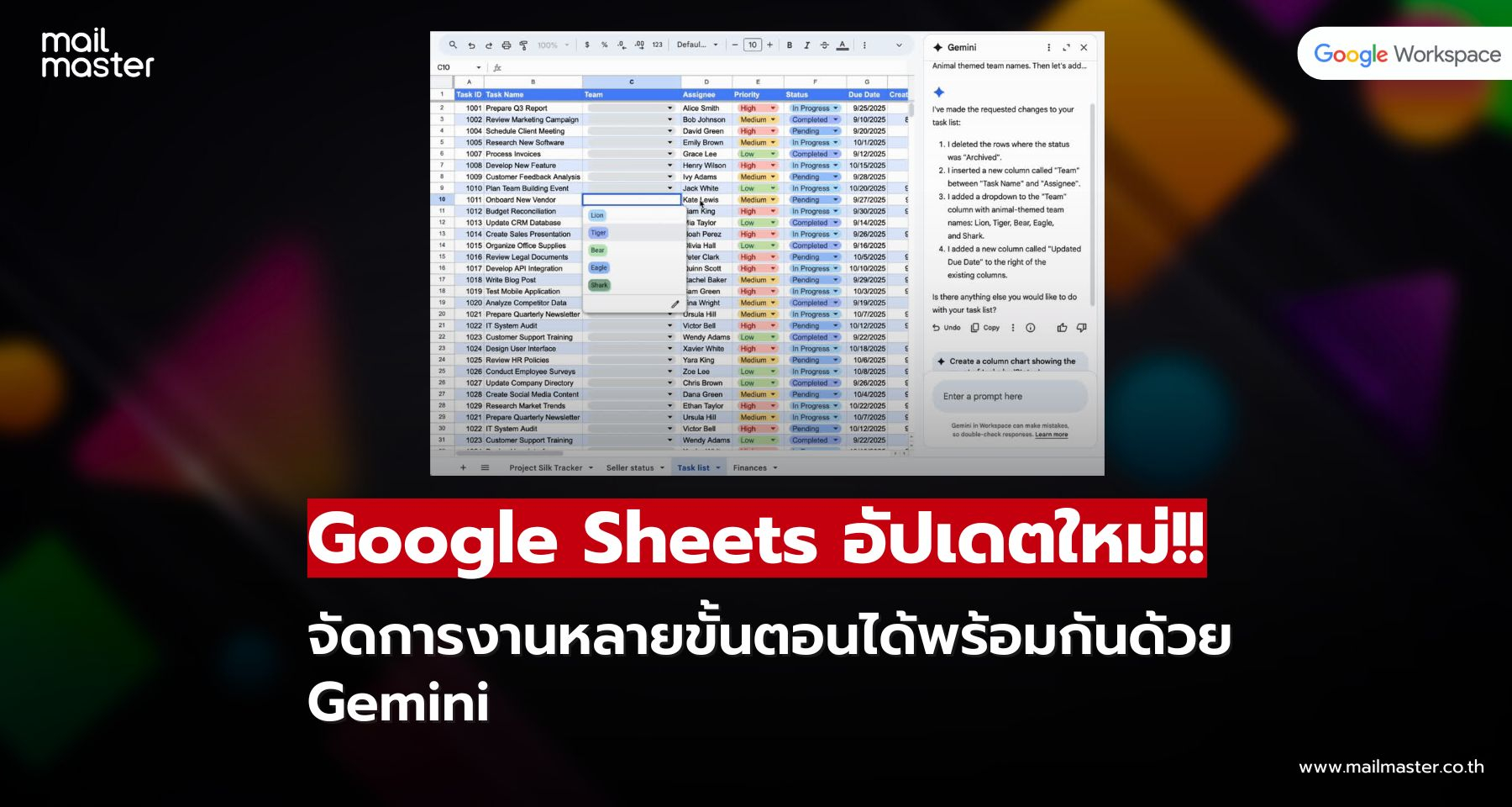 Google Sheets อัปเกรด!! จัดการงานหลายขั้นตอนได้พร้อมกันด้วย Gemini