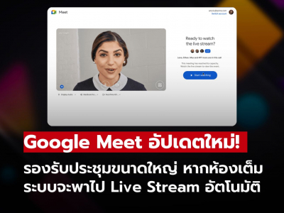 Google Meet อัปเดตใหม่ ห้องประชุมเต็มไม่สะดุด ระบบพาไปดู Live Stream อัตโนมัติ