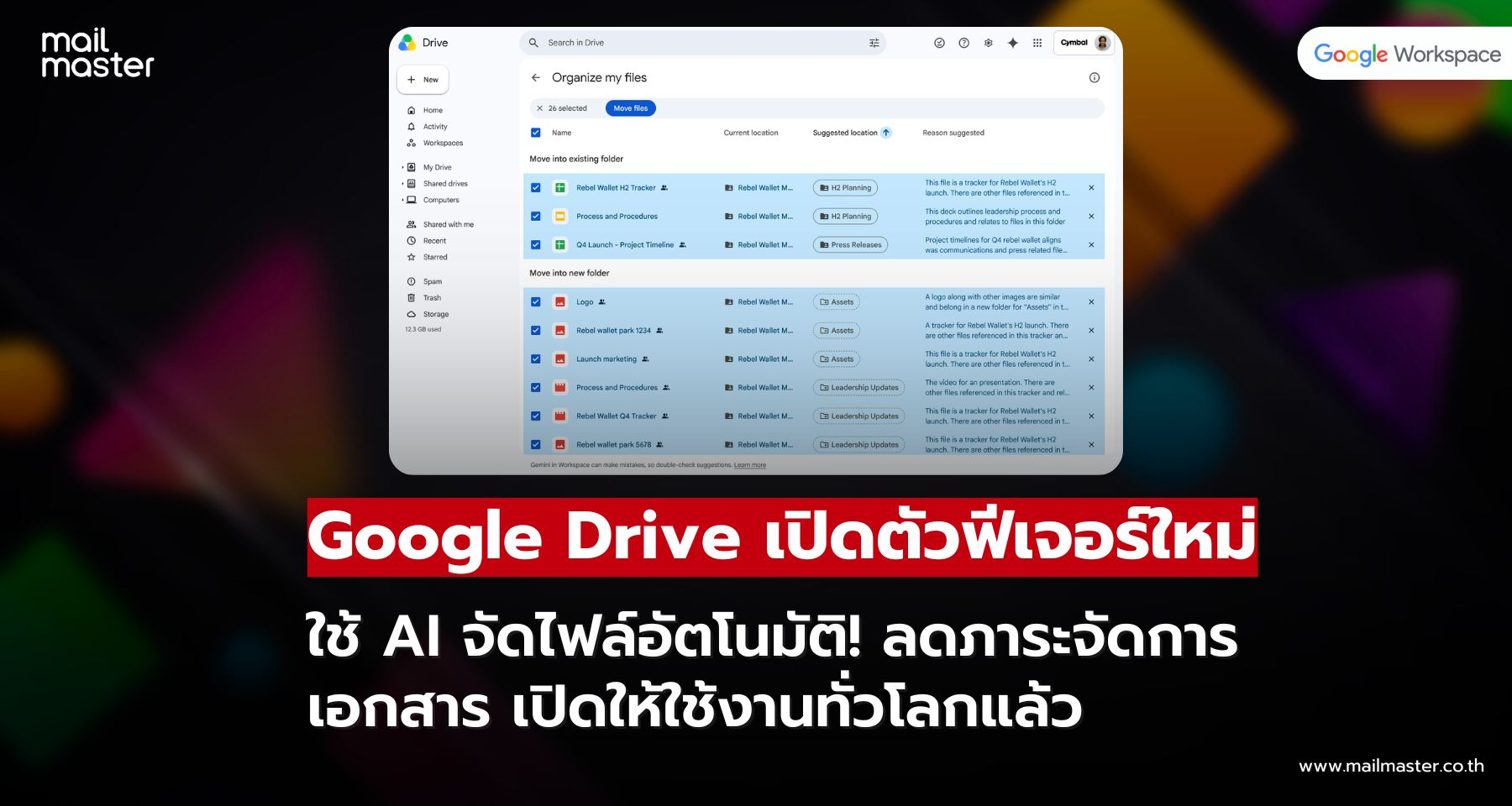 Google Drive เพิ่มฟีเจอร์ AI ใหม่ ช่วยจัดไฟล์อัตโนมัติ ลดงานจัดการเอกสาร!