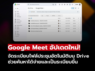 Google Meet จัดระเบียบไฟล์ประชุมอัตโนมัติบน Google Drive Google Meet จัดระเบียบไฟล์ประชุมอัตโนมัติบน Google Drive