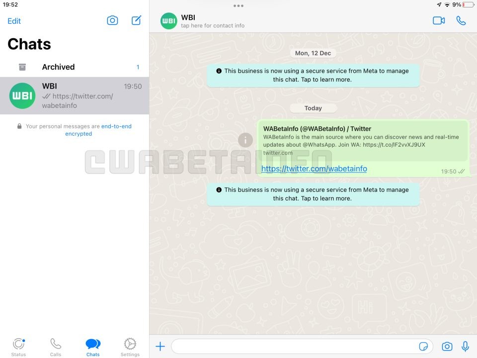 WhatsApp รายงาน  มีเวอร์ชันเบต้าที่รองรับบน iPad แล้ว