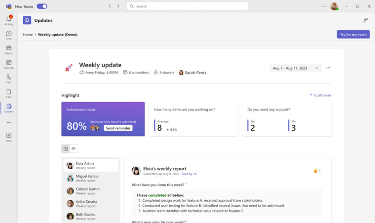 Microsoft เปิดตัวฟีเจอร์ใหม่สำหรับแอพฯ Teams Updates รวมถึงการส่งออกข้อมูลไปยัง Excel
