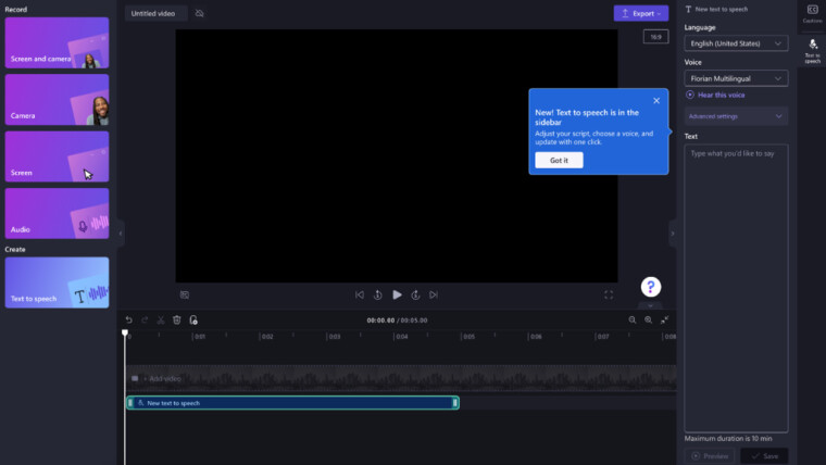 Clipchamp พัฒนาฟีเจอร์ใหม่! เพิ่มการบันทึกเสียง และแก้ไขข้อความเป็นคำพูด