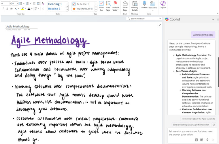ผู้ช่วยสุดอัจฉริยะ Copilot วิเคราะห์ลายมือใน OneNote บน Windows