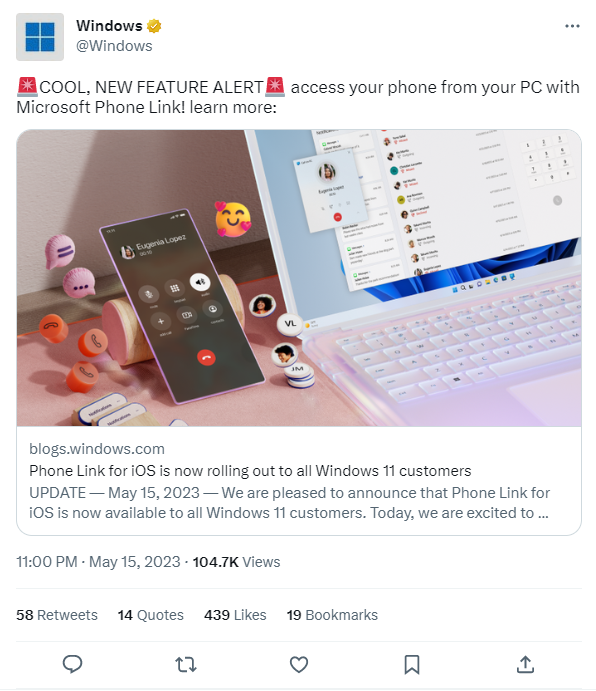 Phone Link สำหรับ iOS พร้อมใช้งานสำหรับผู้ใช้ Windows 11 ทุกคนแล้ว