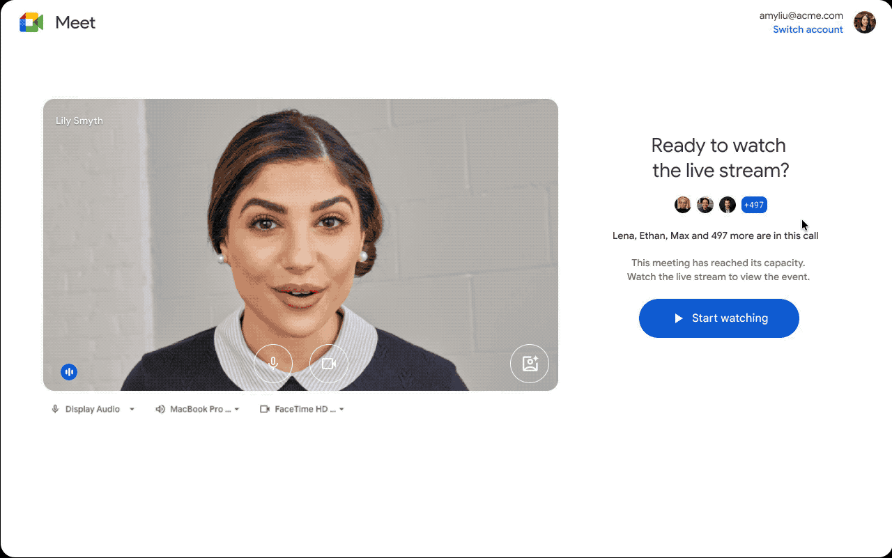 Google Meet อัปเดตใหม่ ห้องประชุมเต็มไม่สะดุด ระบบพาไปดู Live Stream อัตโนมัติ