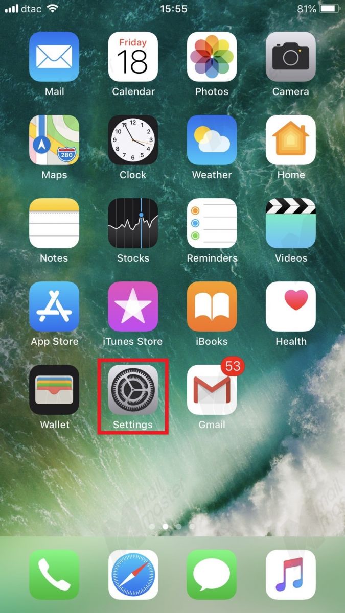 iOS การตั้งค่า Standard Mail
