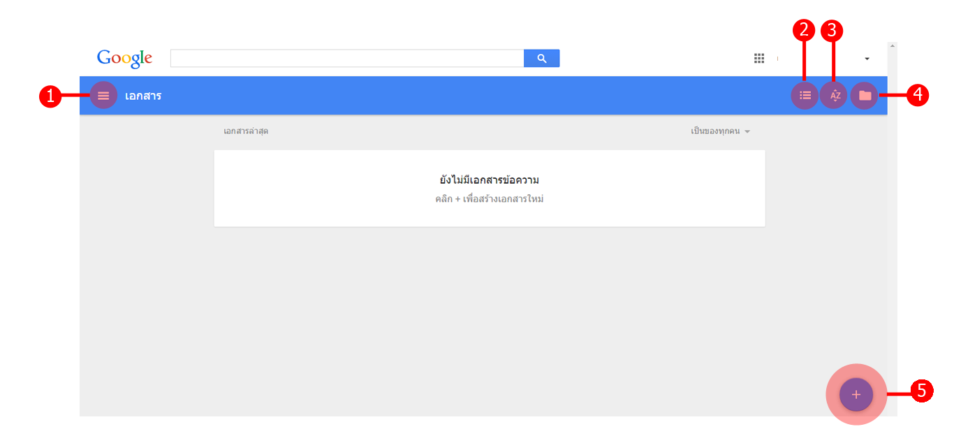 การใช้งานเบื้องต้น  Google Docs