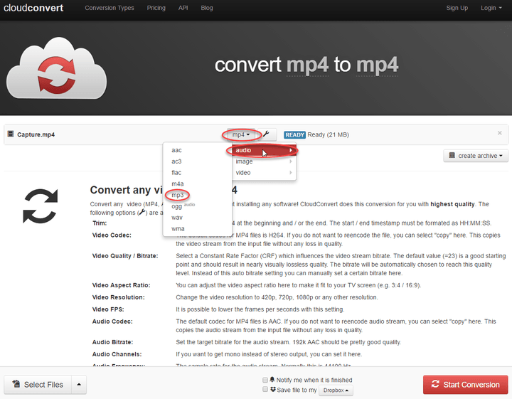 แปลงไฟล์เพลง วีดีโอ แบบออนไลน์ CloudConvert ไม่ต้องลงโปรแกรม
