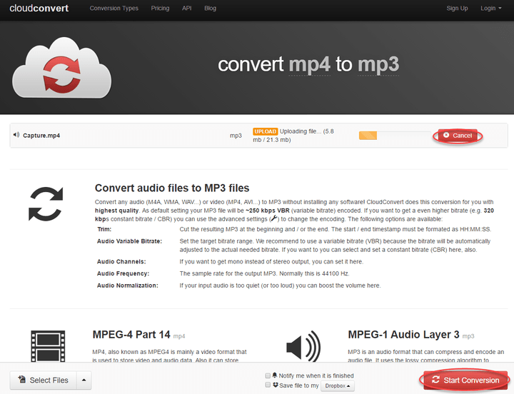 แปลงไฟล์เพลง วีดีโอ แบบออนไลน์ CloudConvert ไม่ต้องลงโปรแกรม