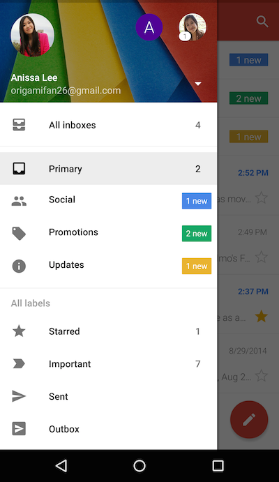 สาวก Android เฮ้ Gmail เพิ่มแท็ป Inbox ให้แล้ว