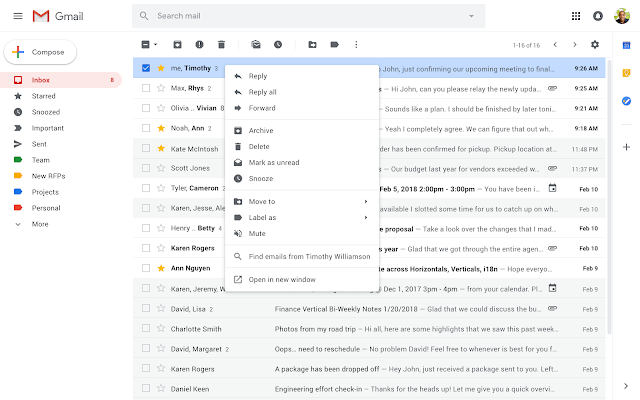 Gmail เพิ่ม Options ให้ใช้ง่ายและสะดวกเพียง Click เดียว