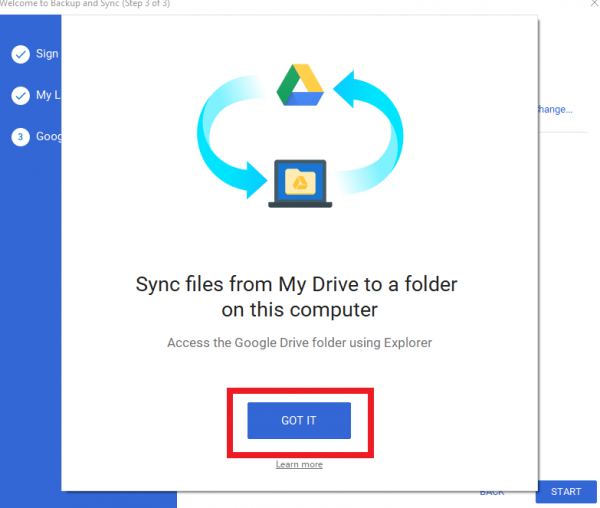 google drive file stream sync settings