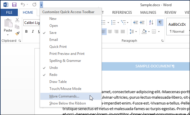 ปรับแต่ง เพิ่มเมนูบน Microsoft Word 2013 ให้เรียกใช้งานได้เร็วขึ้น