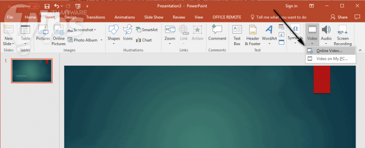 วิธีใส่วีดีโอจาก YouTube หรือเว็บอื่นๆ ลงไปในสไลด์ PowerPoint
