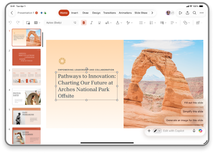 อัปเกรด PowerPoint บน iPad สร้าง แก้ไขสไลด์ง่ายขึ้นด้วย Copilot