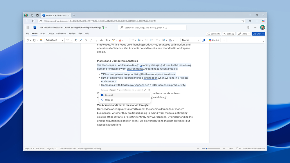 ฟีเจอร์ใหม่! Word for the web ใช้ Copilot ปรับแก้คำผิดและไวยากรณ์แบบเรียลไทม์