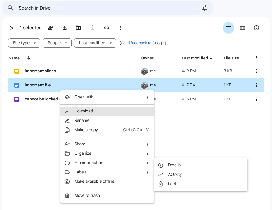 ล็อคไฟล์ได้ง่ายขึ้นใน Google Drive