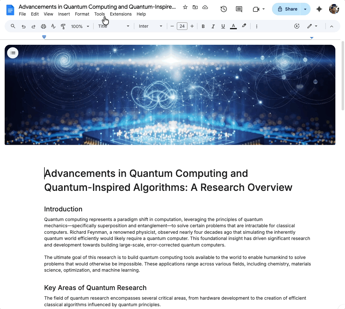 Google Docs เพิ่มฟีเจอร์สรุปเสียง ฟังภาพรวมเอกสารยาวได้ทันที