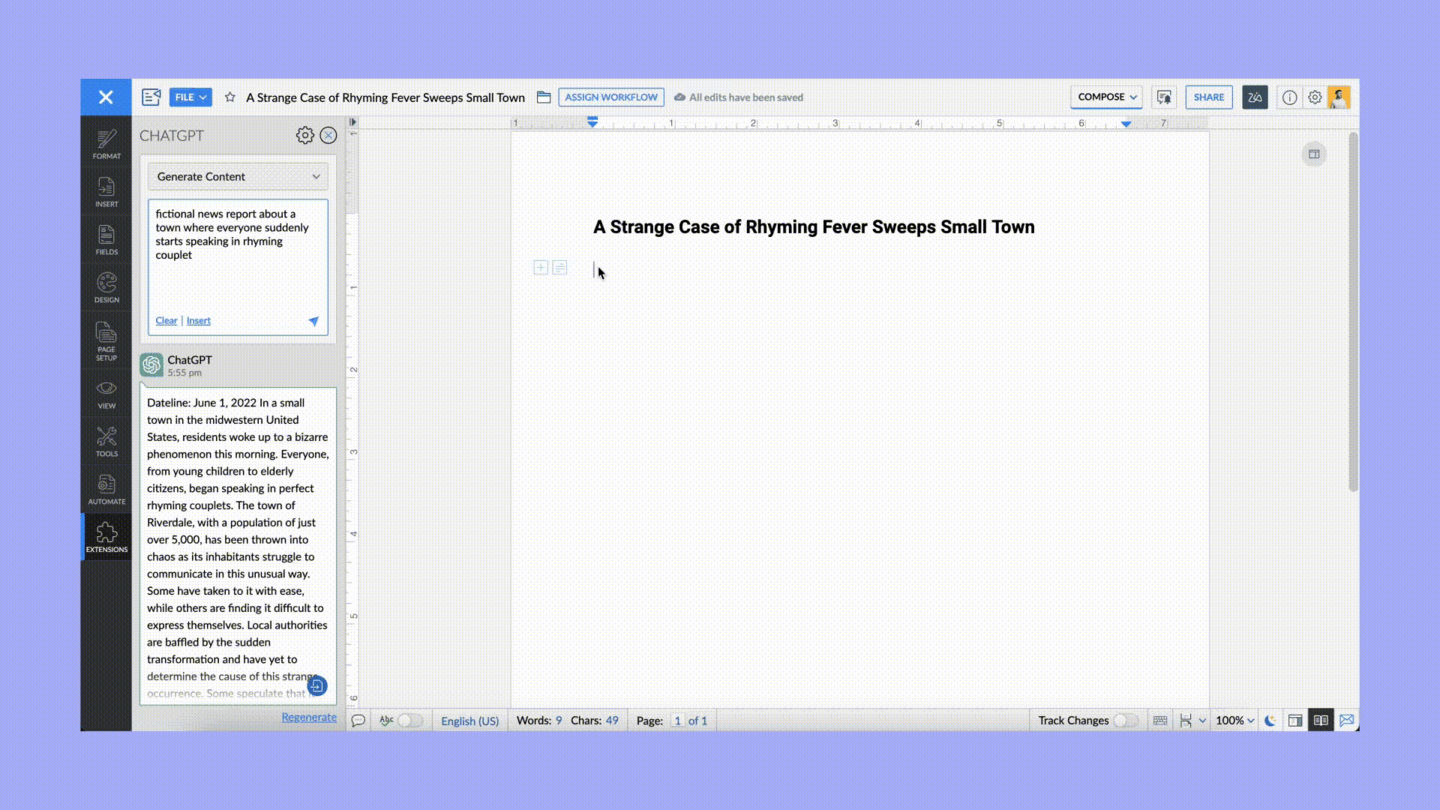 ยกระดับงานเขียนไปอีกขั้นเมื่อ Zoho Writer รวมเข้ากับ ChatGPT