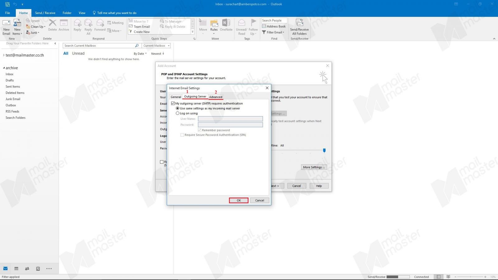 การสร้างบัญชีผู้ใช้งานผ่าน Ms.Outlook