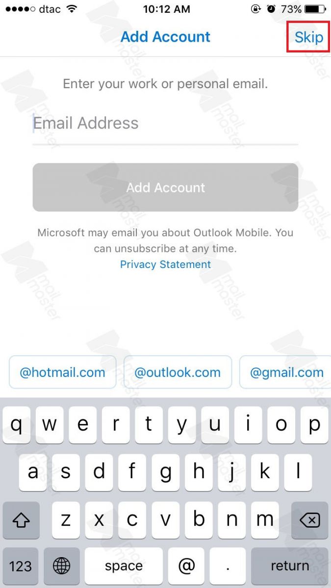 iOS การตั้งค่า Email (App Outlook)