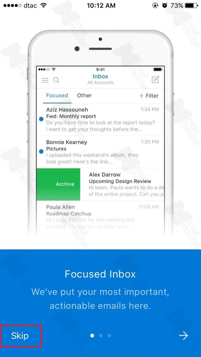 iOS การตั้งค่า Email (App Outlook)