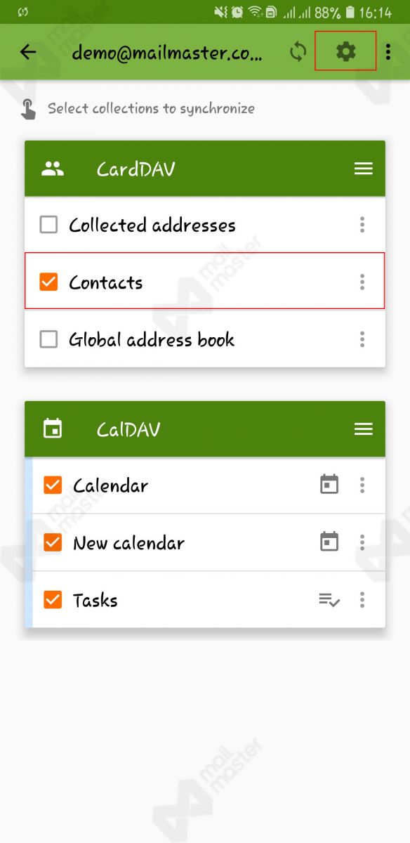 Android การตั้งค่า Calendar&Contact