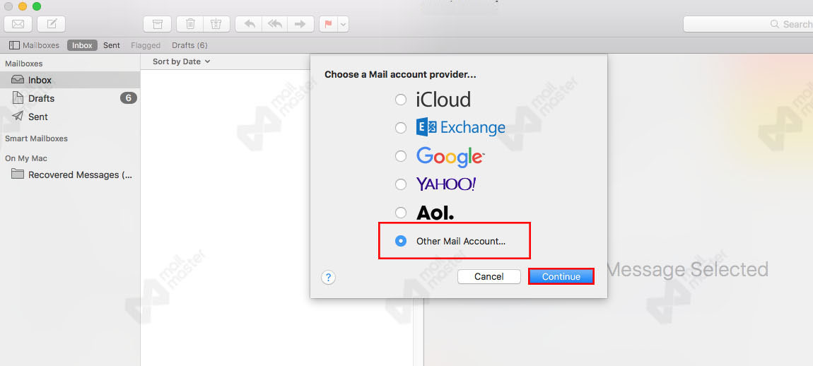 OSX การตั้งค่า Email