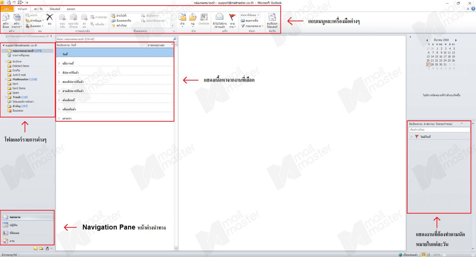 แนะนำแถบเครื่องมือ Outlook 2010