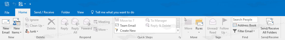 แนะนำแถบเครื่องมือ Outlook 2016