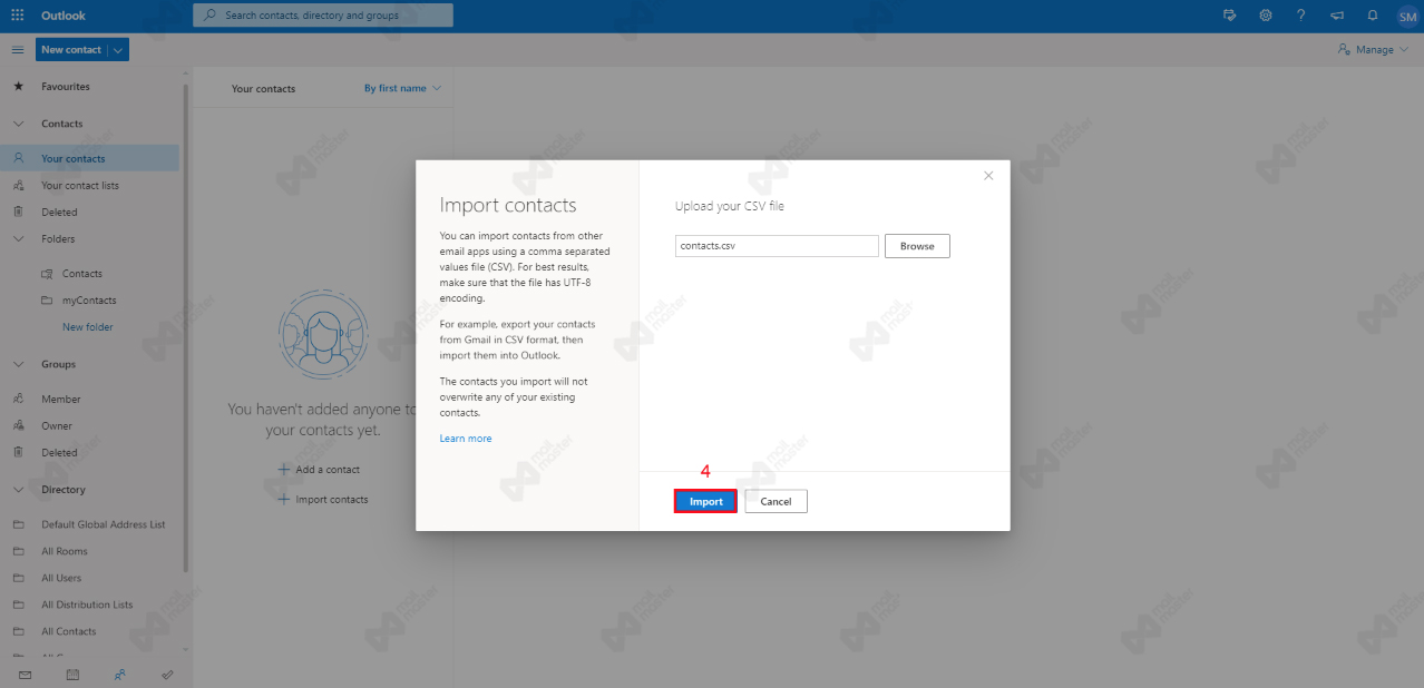 การ Add a contact 365 บน outlook