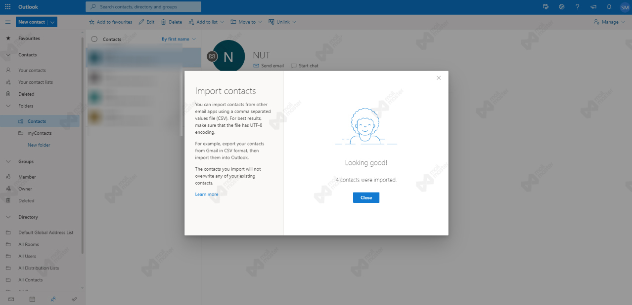 การ Add a contact 365 บน outlook