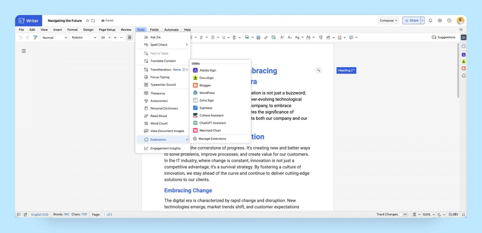 Zoho Writer อัปเดตใหม่! ใช้งานง่ายขึ้น เข้าถึงได้มากกว่าเดิม