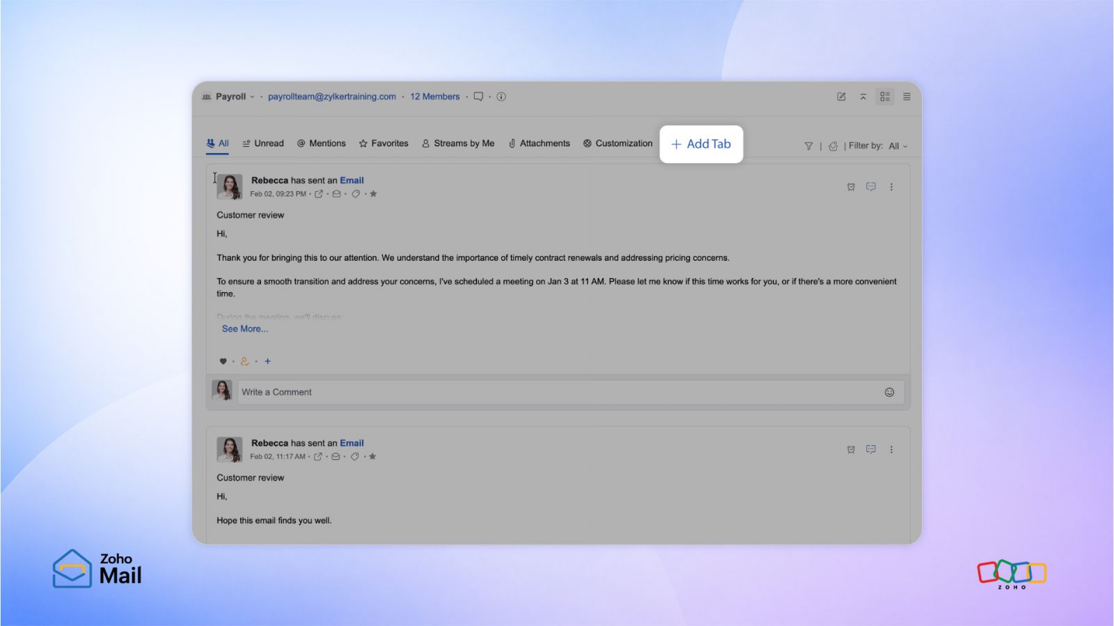 Zoho Mail เพิ่ม Web Tabs ทำงานง่ายขึ้น ไม่ต้องสลับหลายแท็บ!